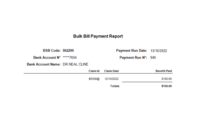 Claim Payment Report