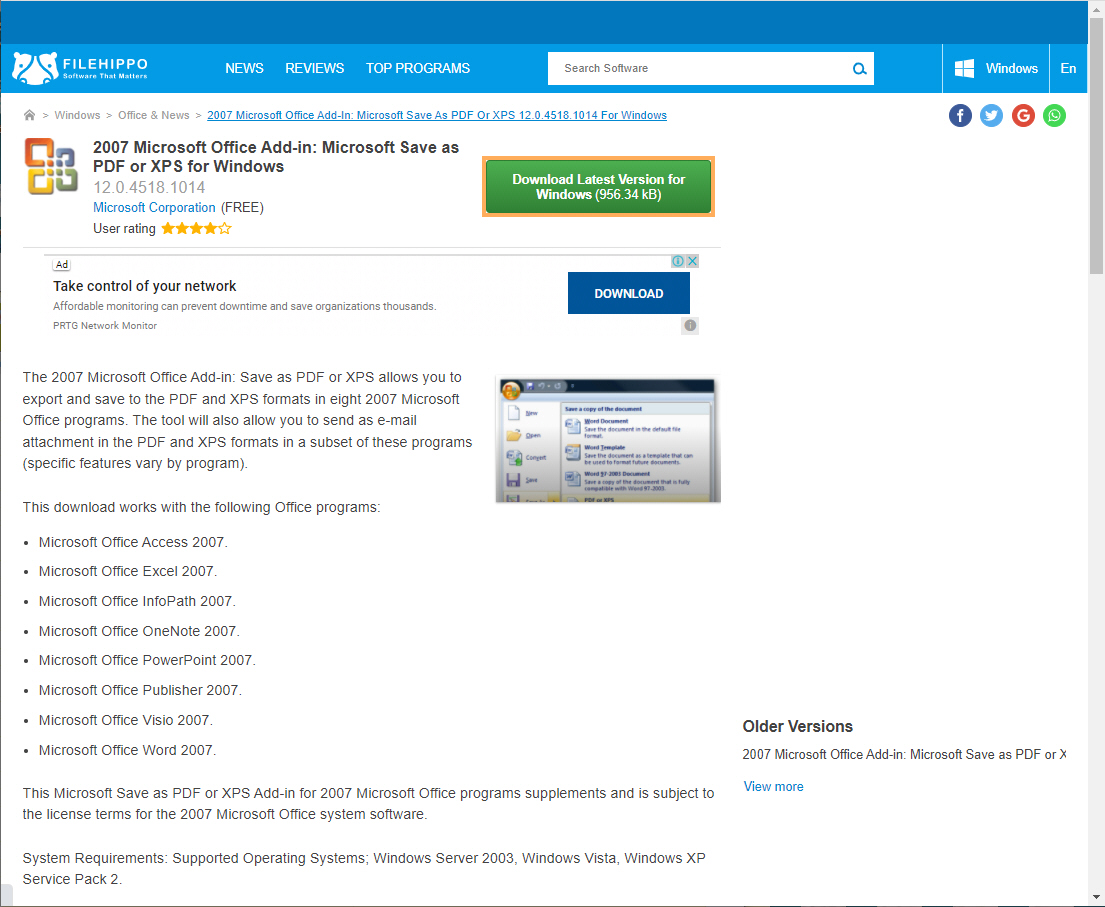 Save or Send a file in PDF format